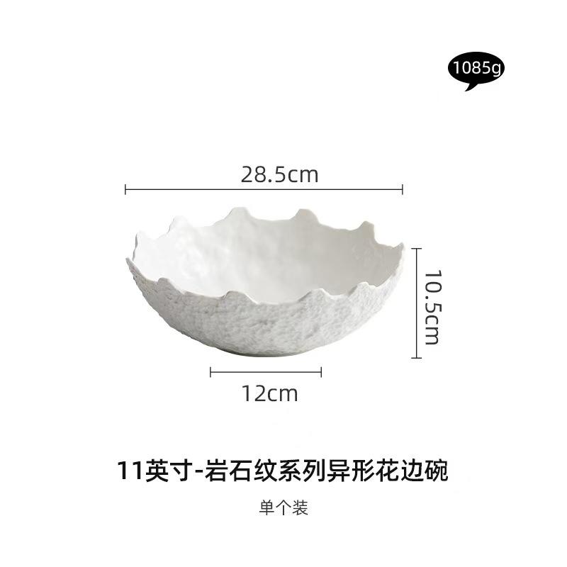 White Ceramic Tableware Fruit Salad Bowl Home-used High-quality Hotel Restaurant Creative Irregular Plate Sashimi Bowl