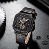 CRRJU Модные квадратные мужские часы с кожаным ремешком, роскошные спортивные водонепроницаемые часы, мужские, хронограф, кварцевые наручные часы, Homme+Коробка