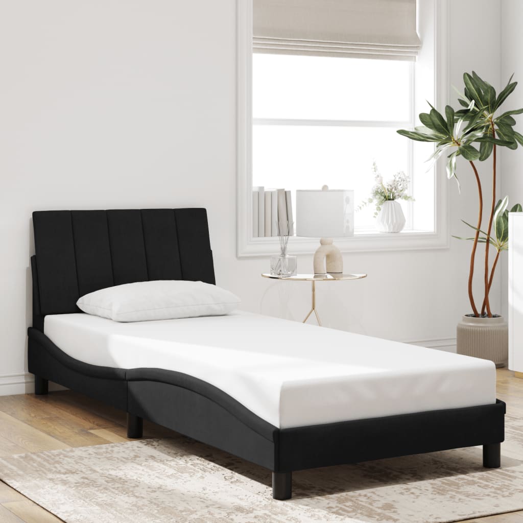Vidaxl Rama Łóżka Z Oświetleniem Led, Czarna, 90X190 Cm, Aksamitna