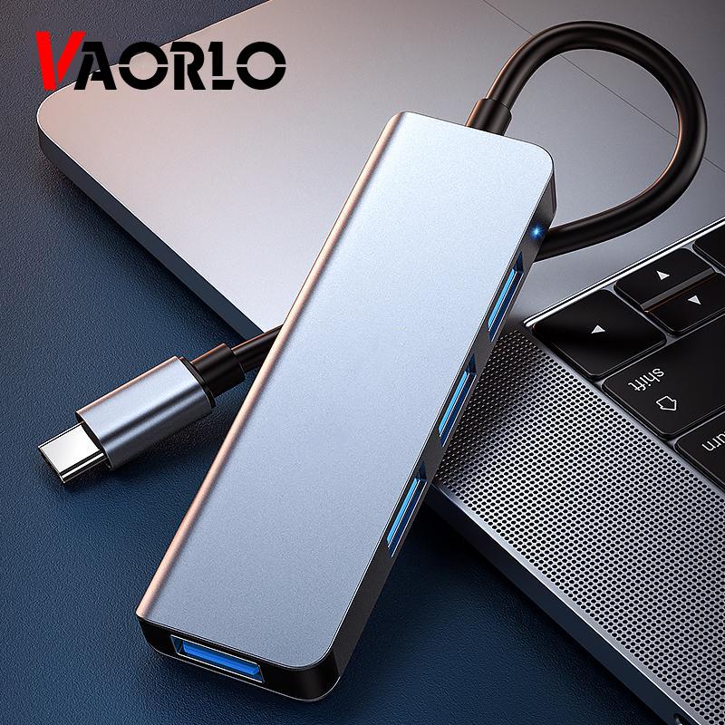 VAORLO USB C HUB 4 в 1, адаптер-док-станция типа C к USB 3.0 для Macbook Pro iPad Air HUAWEI Mate 40 30, разветвитель USB-C 3.1, порт OTG HUB