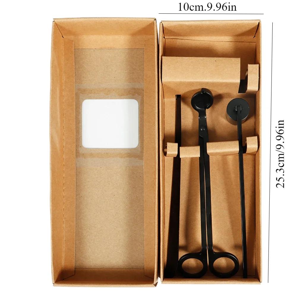 Набор аксессуаров для свечей 3-в-1: триммер для фитиля, гаситель, подставка. Нержавеющая сталь. В подарочной коробке. Набор для ухода за свечами. Принадлежности для любителей DIY-свечей.