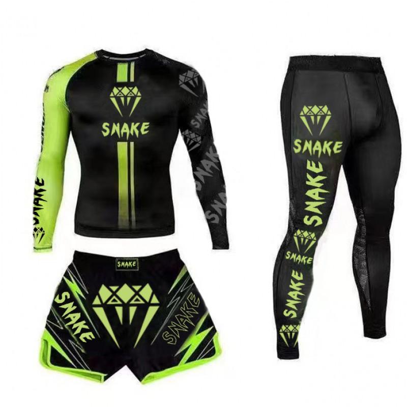 Venom Boxing Rash Guard Set Long Sleeve Top Pants MMA Muay Thai Training