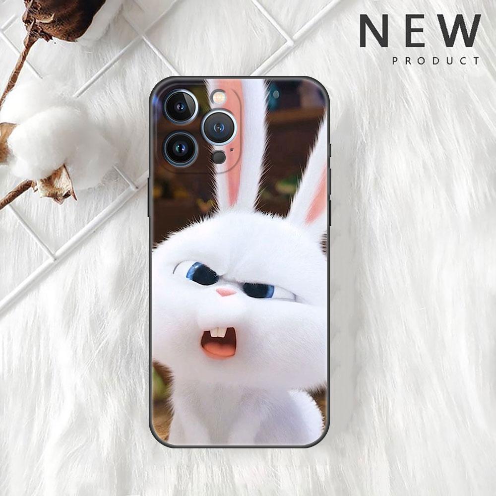Чехол с милым кроликом для Apple iPhone 11 13 14 12 Pro Max 7 8 XR X 6 5 5S SE 2022 13ProMax, черный силиконовый чехол для телефона