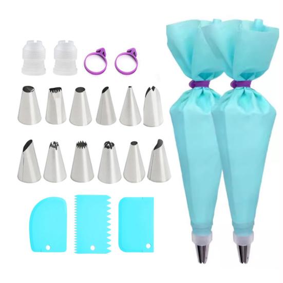 Stainless Steel Piping Tips Set with Bags Cake Decorating Kit for Buttercream Flowers Professional Baking Tools