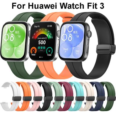 Ремешок с магнитной пряжкой для часов Huawei Fit 3, силиконовый ремешок, мягкий спортивный браслет для часов Huawei FIT3, мужской женский браслет Correa