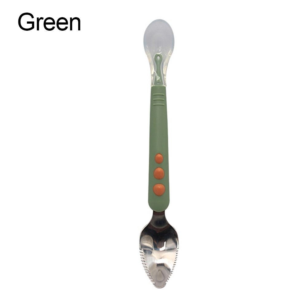 Double-Ended Complementary Food Spoon Silicone Feeding Spoon Durable Fruit Scraper Spoon