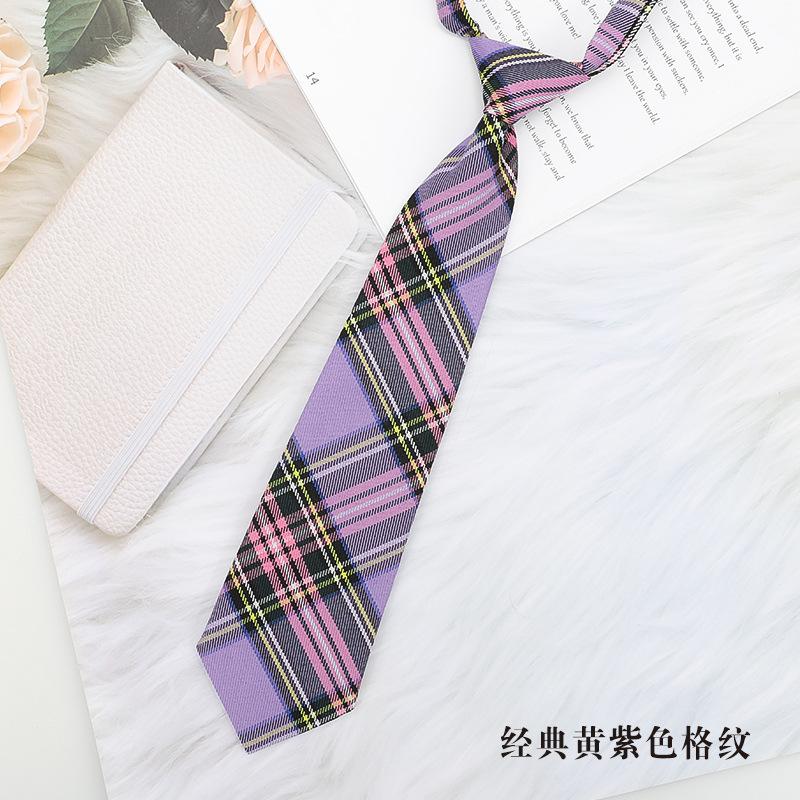 Креативный галстук без узлов, студенческий принт, цветная клетка, галстук Jk