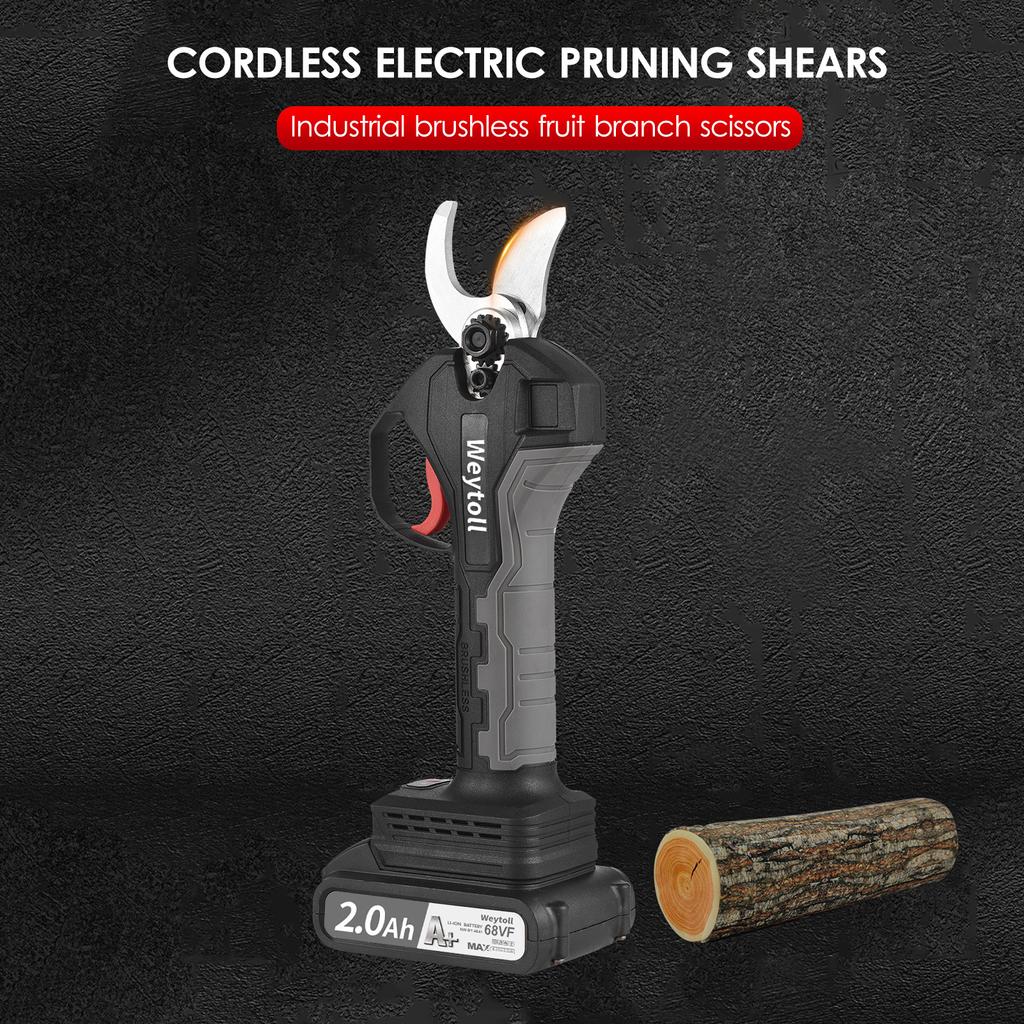 Weytoll   Nanwei 21V Brushless Cordless Electric Pruning Shears Rechargeable 10Ah Lithium Battery Powered Tree Branch Pruner Garden Clippers 30mm Cutt