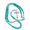 Catholic Blue Turquoise Beads Rosary Chain Necklace with Metal Crucifix Pendant Religious Jewelry Gift for Men and Women