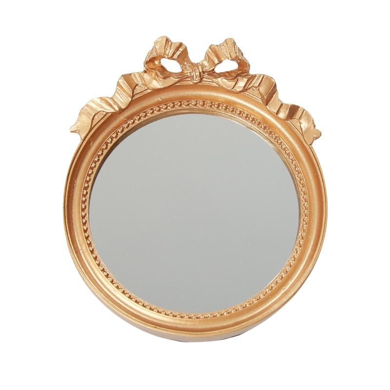 1PC Elegant Convenient Durable Gift Round Mirror Lightweight Sturdy Dressing Table Retro Decorative Mirror
