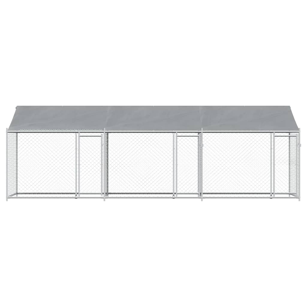 Dog Kennel with Roof and Doors Gray 6x2x2 m Galvanized Steel
