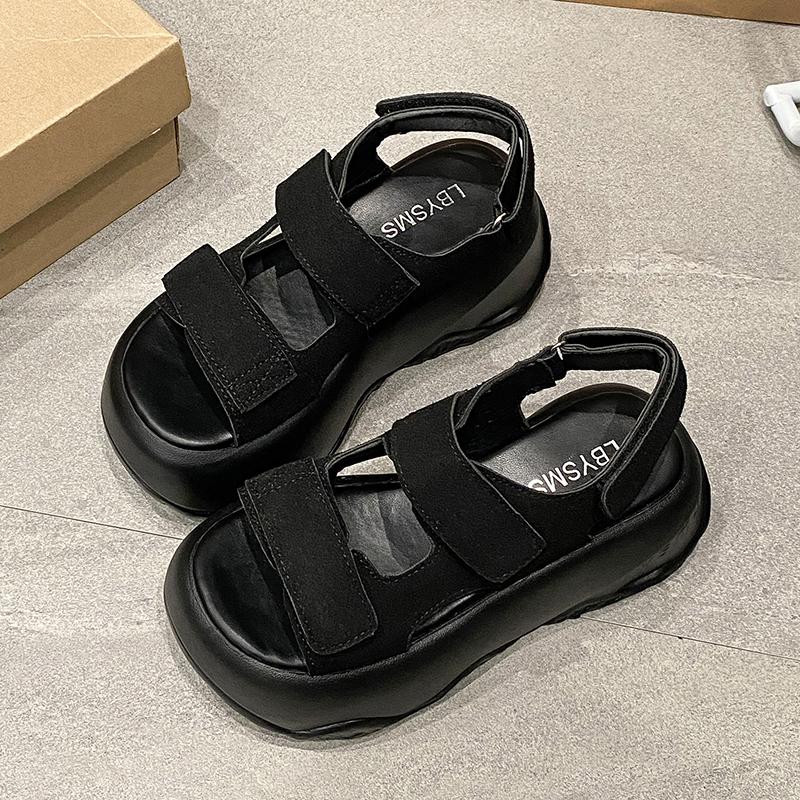 Модные женские сандалии на липучках, роскошные женские сандалии на высокой платформе, повседневные пляжные шлепанцы, летние каблуки 8 см, толстая подошва, сандалии