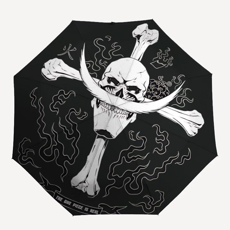 Gol·D·Roger One Piece Автоматический складной зонт с прочным железным каркасом, Портативный компактный дорожный зонт для всесезонного использования Вечеринки021