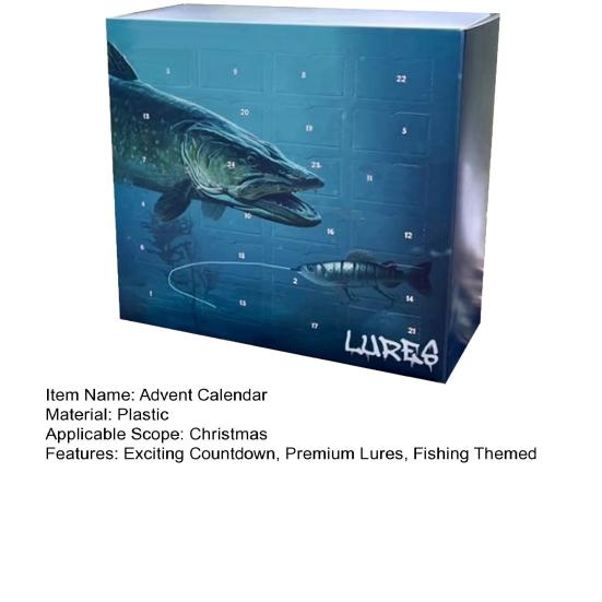 Рыболовные приманки Адвент Календарь 2024 Рыболовные Рождественские Календарь Обратного Отсчета 24 Дня Рыболовные приманки Рождественские Подарки для Рыболовов Мужчин Мальчиков