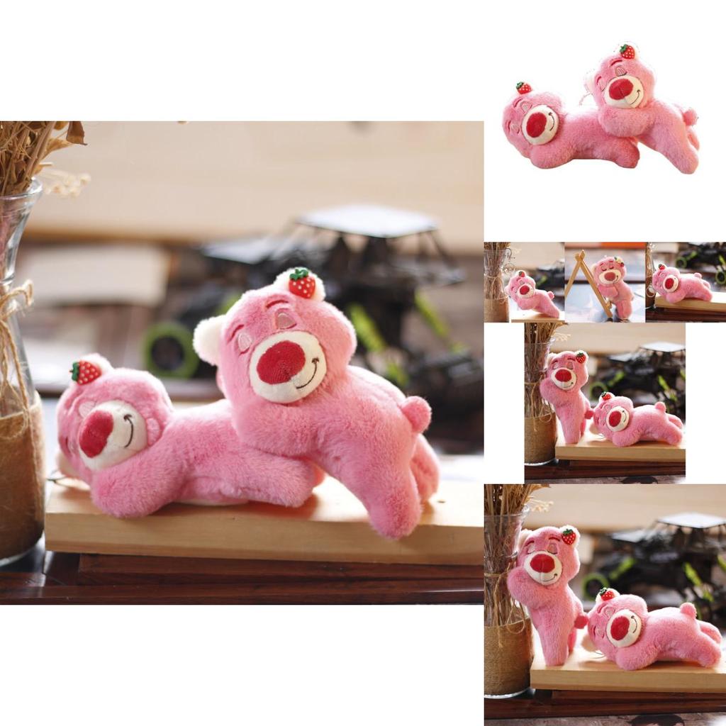 Charming Pink Bear Plush Keychain Soft Short Plush Stuffed Animal