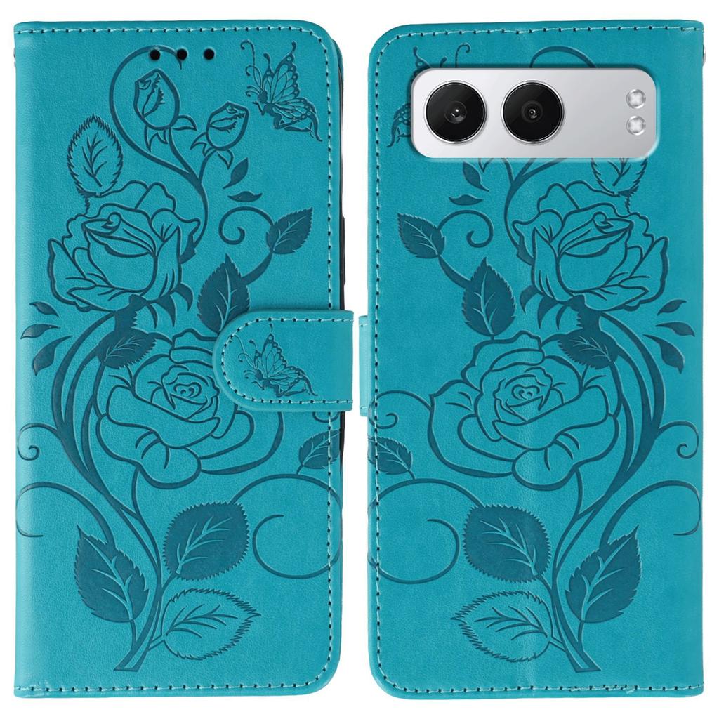 For OnePlus Nord 4 Case Wallet Stand Imprinted Rose Butterfly PU Leather Phone Cover