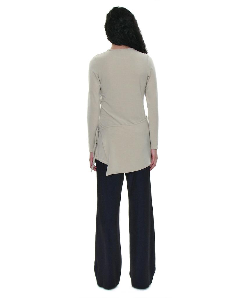 PARTIMENTO WOMEN Multiway Cutout Wrap Jersey Top_Mint Grey