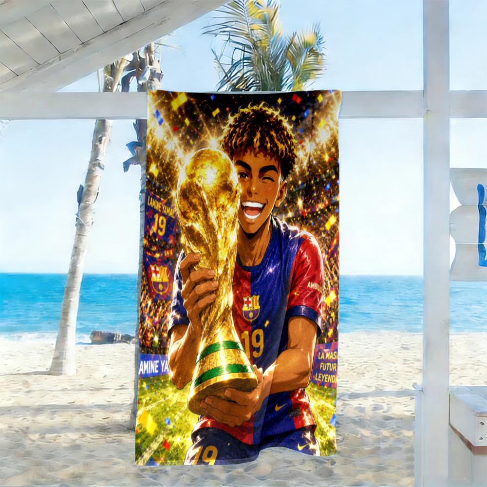 Lamine Yamal Spain's Soccer Star Action Beach Towel Quick-Dry Soft Microfiber Comfortable Lightweight