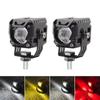 1 Pair Motorcycle Fog Light 3,000LM Amber White Red Strobe Lights 5 Modes Offroad Work Lights Spotlight LED Driving Light