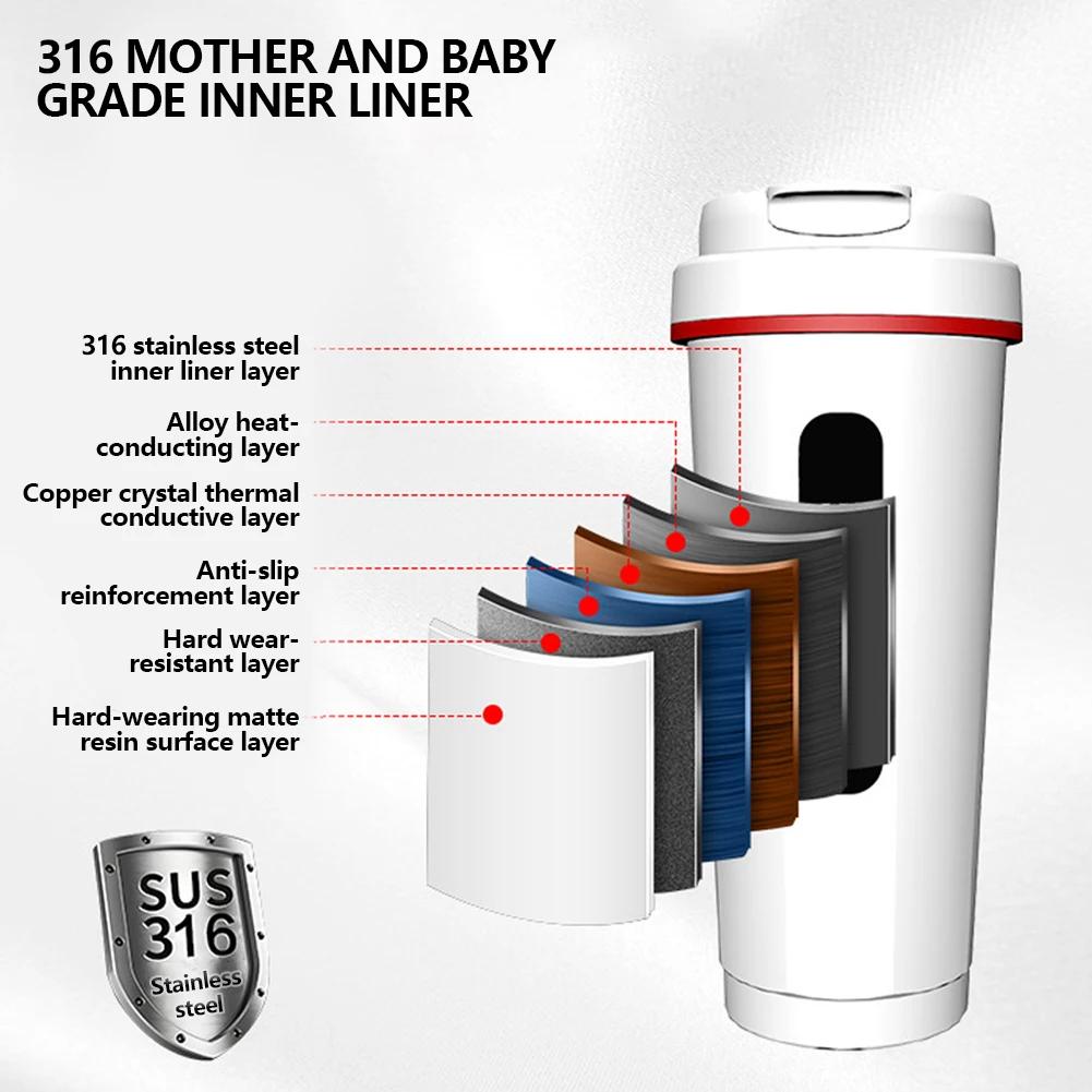 Портативный автомобильный электрочайник 500 мл 12 В 24 В Нагревательная кружка из нержавеющей стали 316 Автомобильный подогреватель для кипячения воды Термос