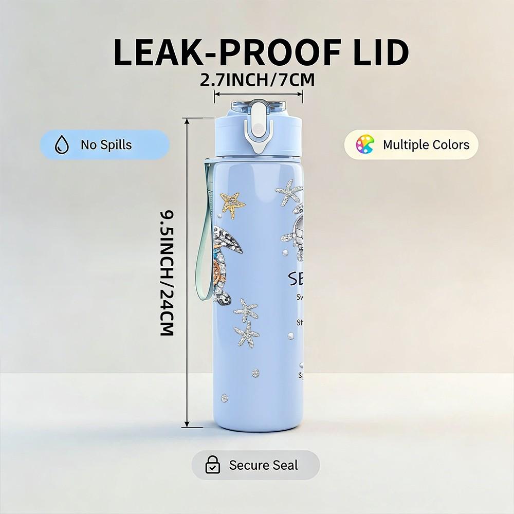 1PC Star Angel Faith Minimal Line Art Print 750ml Color Plastic Sports Water Bottle Leakproof Flip Straw Lid Suitable for Sports Office Home Use
