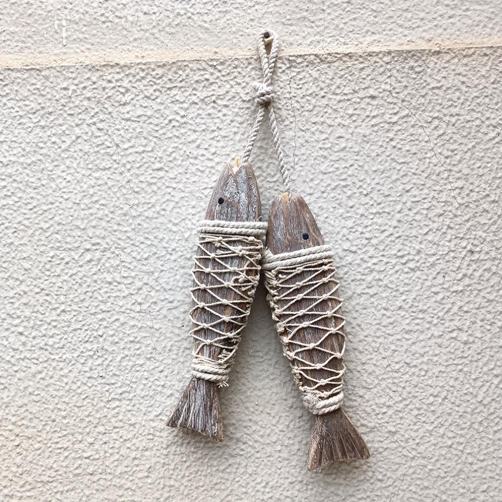 Mediterranean Fish Ornament Hanging Wall Hanging Decor Vintage Wooden Pendant Home