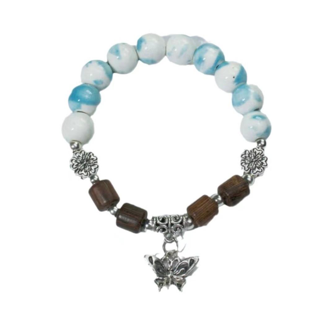 Butterfly Ceramic Highquality Bead Bracelet Classic Retro Style Elegant Wristwear Womens