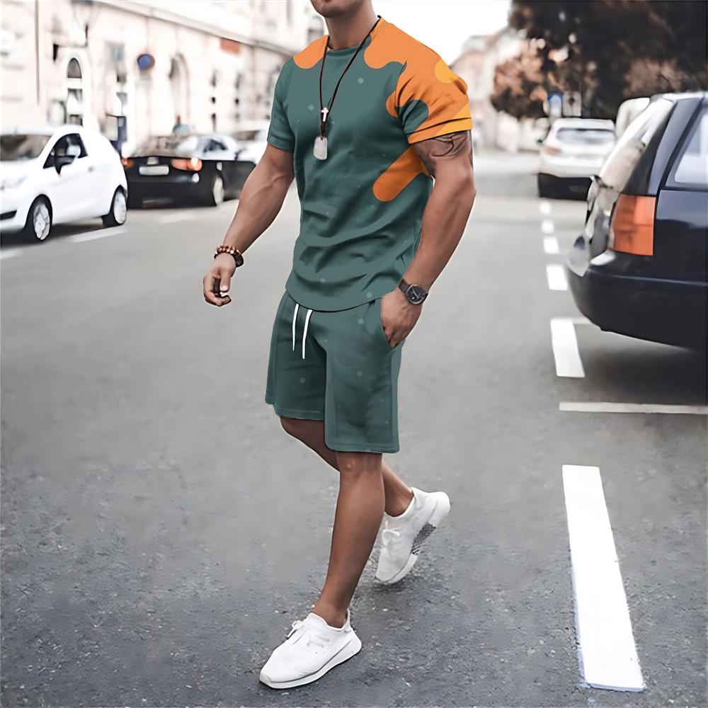 Мужская одежда Летняя футболка с коротким рукавом Шорты Наборы Мужские спортивные штаны Мужские спортивные костюмы Футболки больших размеров Костюмы Уличная спортивная одежда