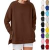 Women's Solid Side Side Double Sweatshirt Long Sleeves Round Neck Casual Comfort Loose Lightweight Women's Sweatshirt