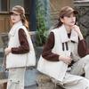 Autumn and winter cotton vest women's short fashion lamb down splicing lapel loose warm cotton jacket women's down cotton