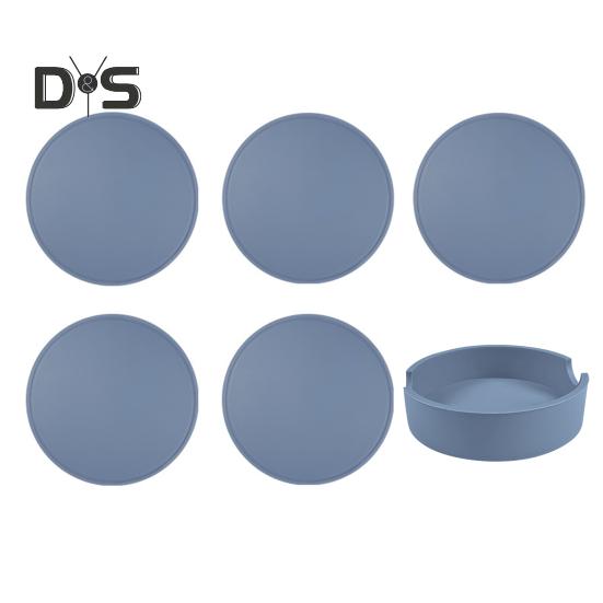 5 шт. силиконовых подставок с держателем, нескользящий коврик под чашку для напитков, утолщенные впитывающие коврики для горячих или холодных напитков, защита мебели, термостойкие