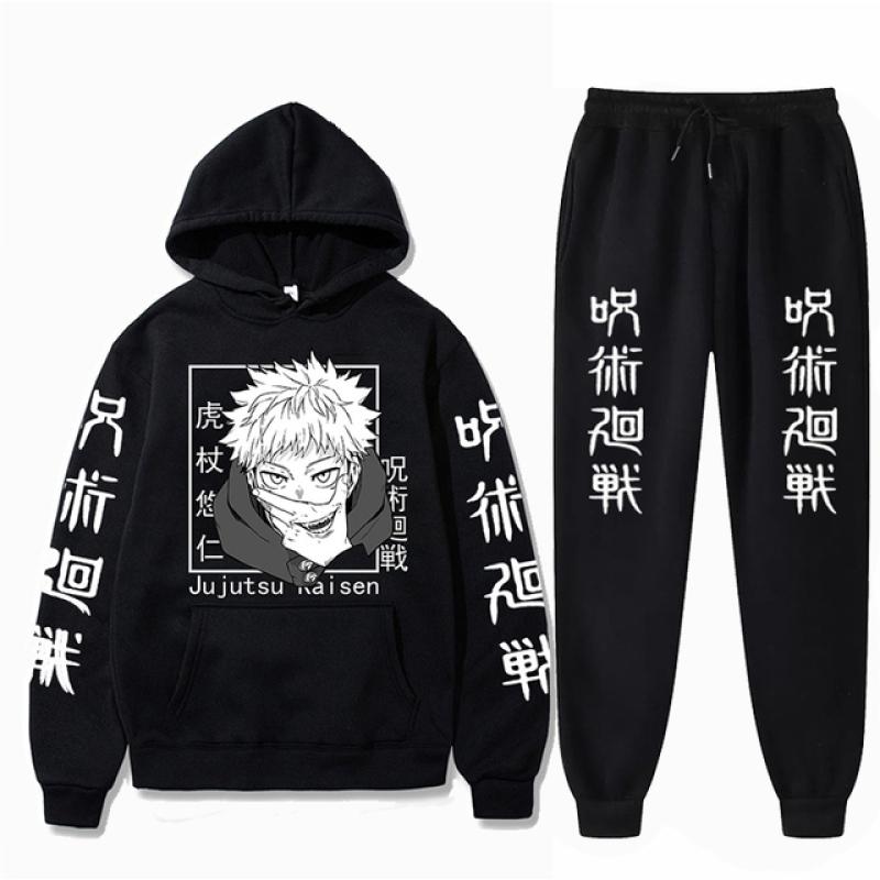 Мужской комплект аниме дзюдзюцу кайсен Годзё Сатору брюки с капюшоном повседневные 2 шт. мужские и женские комплекты унисекс с длинными рукавами модные толстовки с капюшоном