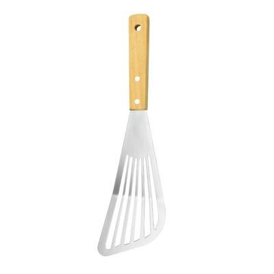 1 шт. Лопатка для жарки Нескользящая лопатка для жарки Кухонная лопатка для жарки рыбы Посуда Деревянная ручка Нержавеющая сталь Дырявая лопатка
