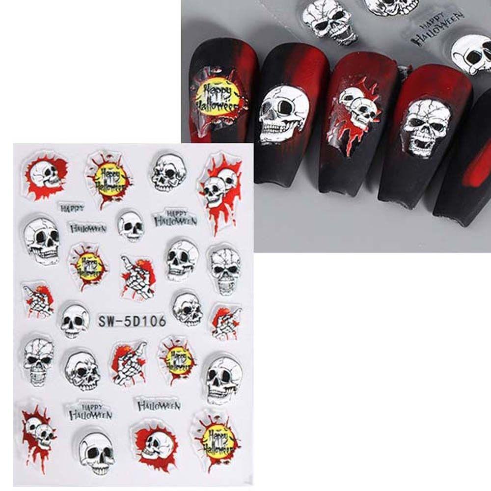 Хэллоуинские наклейки для ногтей с бабочками, рисунок привидения и черепа, хэллоуинские наклейки для ногтей, смешные, для девочек/леди