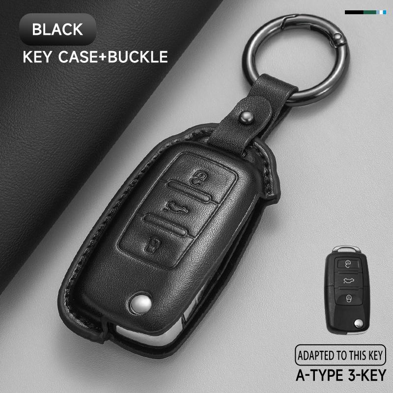 KTDJ9 Leather Car Key Cover Case Protection Shell Keychain For Skoda Octavia A5 kodiaq Fabia Scala Karoq Superb Kamiq Rapid Yeti
