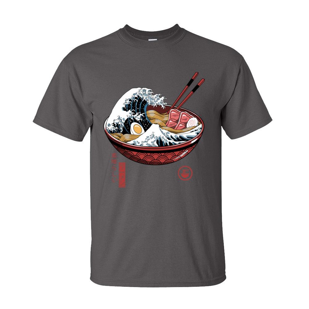 Печать Great Ramen Wave Белые Топы Футболка для Мужчин Классический Японский Стиль Круглый Вырез 100% Хлопок Короткий Рукав Футболка Лапша Топы