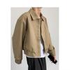 Men's Khaki Retro Hong Kong Style Short Jacket with Shoulder Pads - Hiphop Pilot Workwear for Spring and Autumn