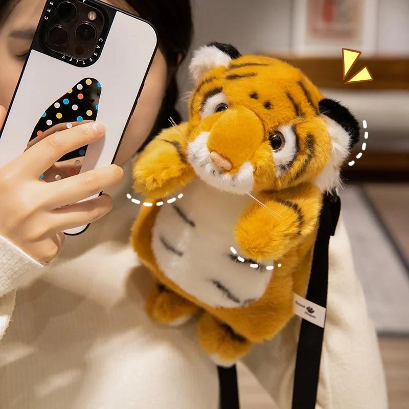 Мягкая плюшевая сумка-рюкзак в виде красной панды, леопарда, тигра, коалы, плюшевая игрушка, кошелек для телефона и монет, сумки, подарок для девочки, сумка-мессенджер