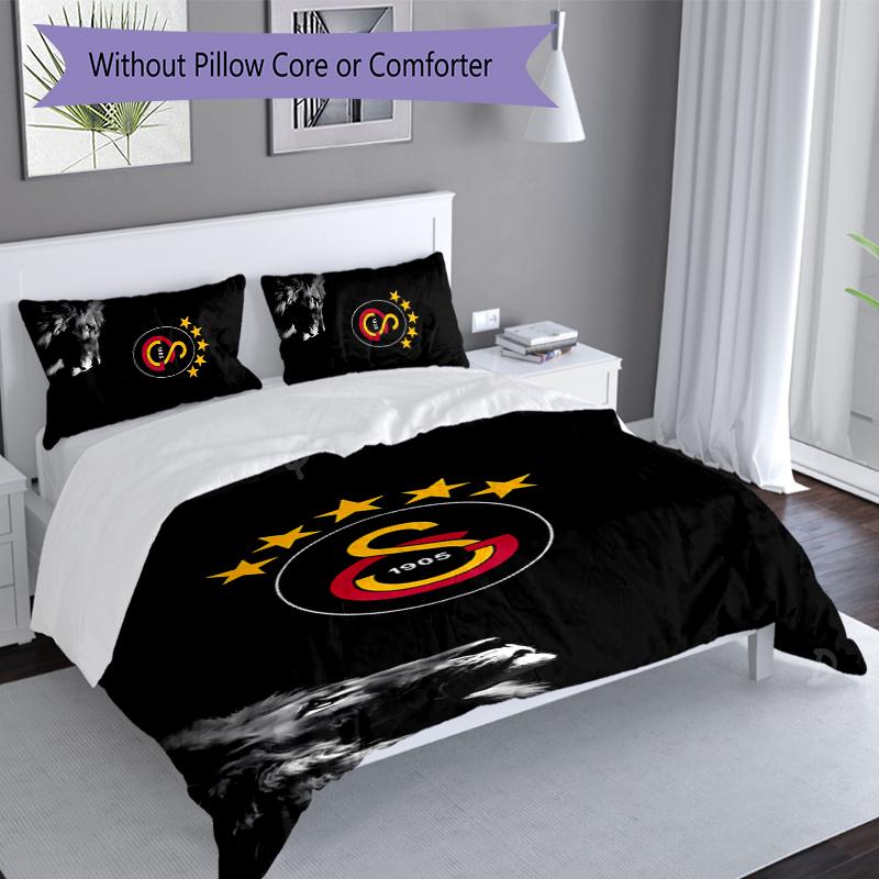 3pcs Galatasaray S .K Duvet Cover Set, Includes 1 Duvet Cover and 2 Pillowcases,Skin-Friendly&Comfortable Fabric,Suitable Bedding Sets