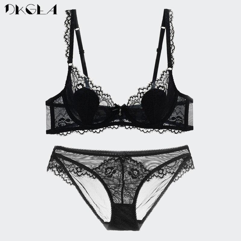 DKGEA Кружевной сексуальный бюстгальтер с вышивкой для женщин, комплект нижнего белья больших размеров, зеленый