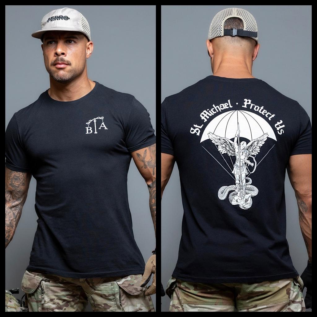 New St Michael Protect Us Tshirt Cotton Tshirts for Crosscountry Sports