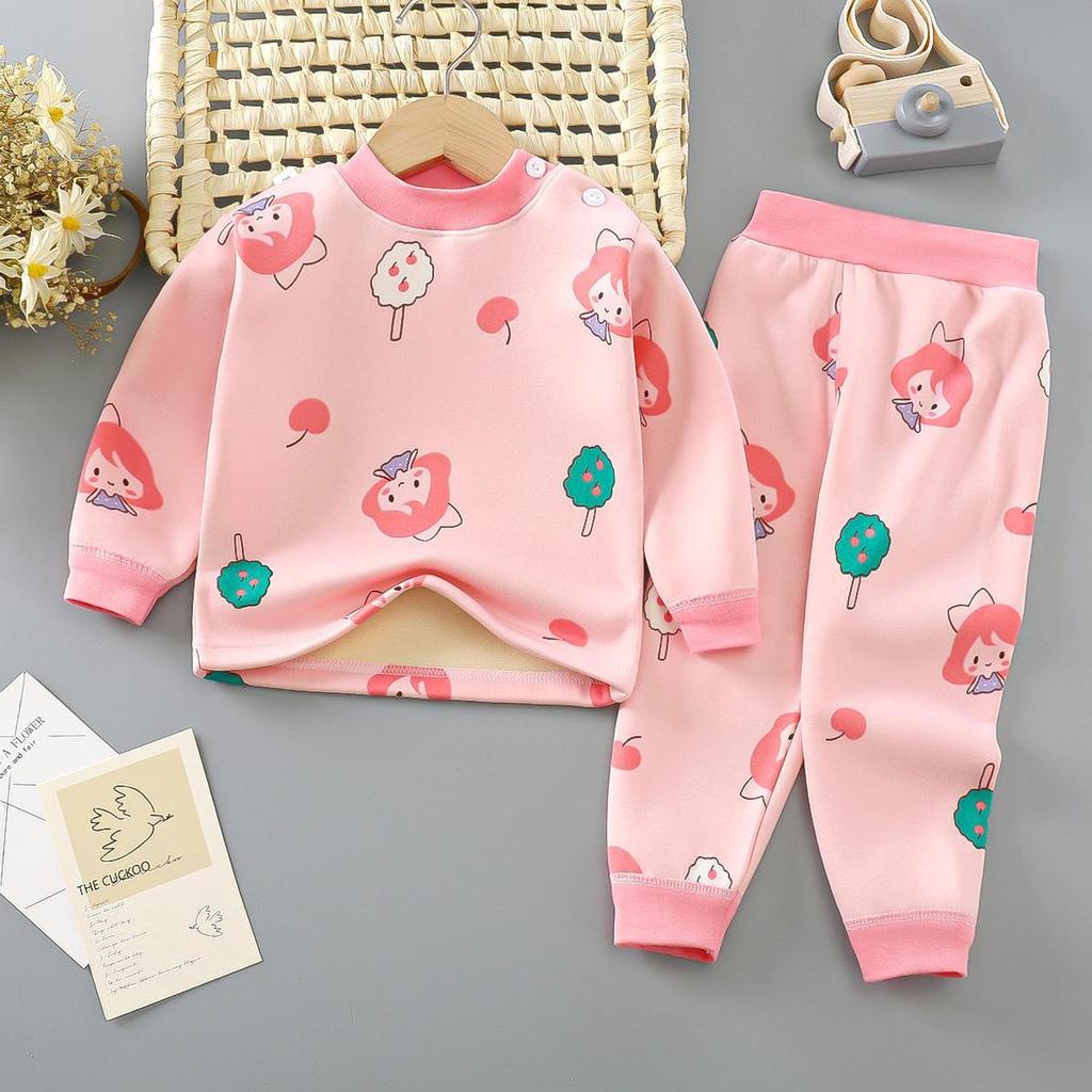 Baby Thermal Underwear Set: Plush, Thickened Two-Piece Pajamas for Boys and Girls