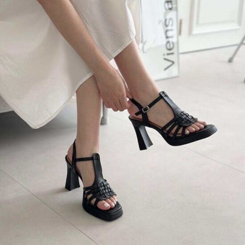 Melting Brown Women S Natural Leather Summer Woven SandalS heelS