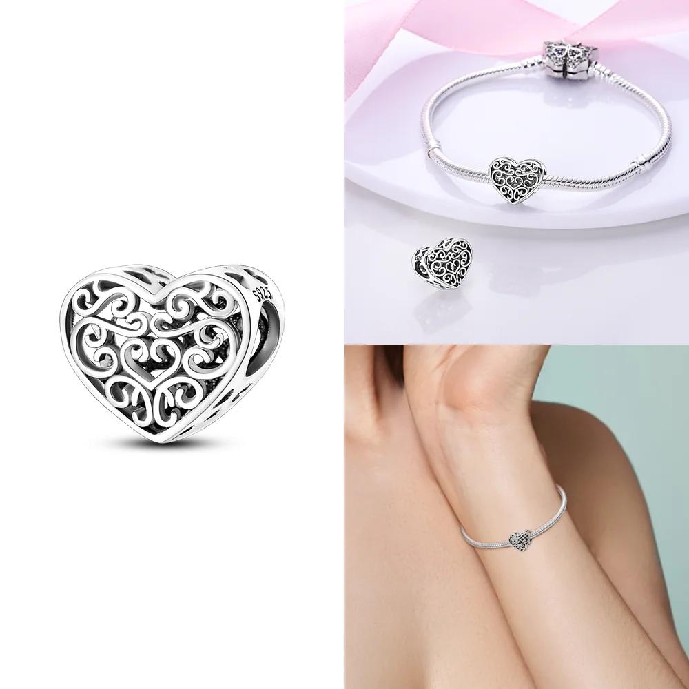 Подвеска-шарм в виде сердца, семейные шармы, оригинальные медные шармы-бусины, подходят для браслета-шарма, женские украшения DIY, подарок