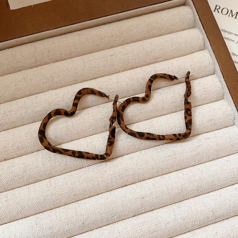 Серьги-подвески Геометрические с бантом Сердце леопарда Серебряная игла - Трендовый корейский стиль для женщин