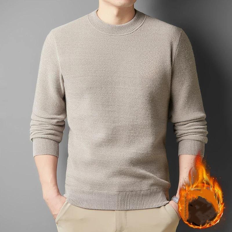 Sweater Men's Half-turtle Collar Long-sleeved Knitted Bottoming Plus Velvet Thickened Student Trendy Winter