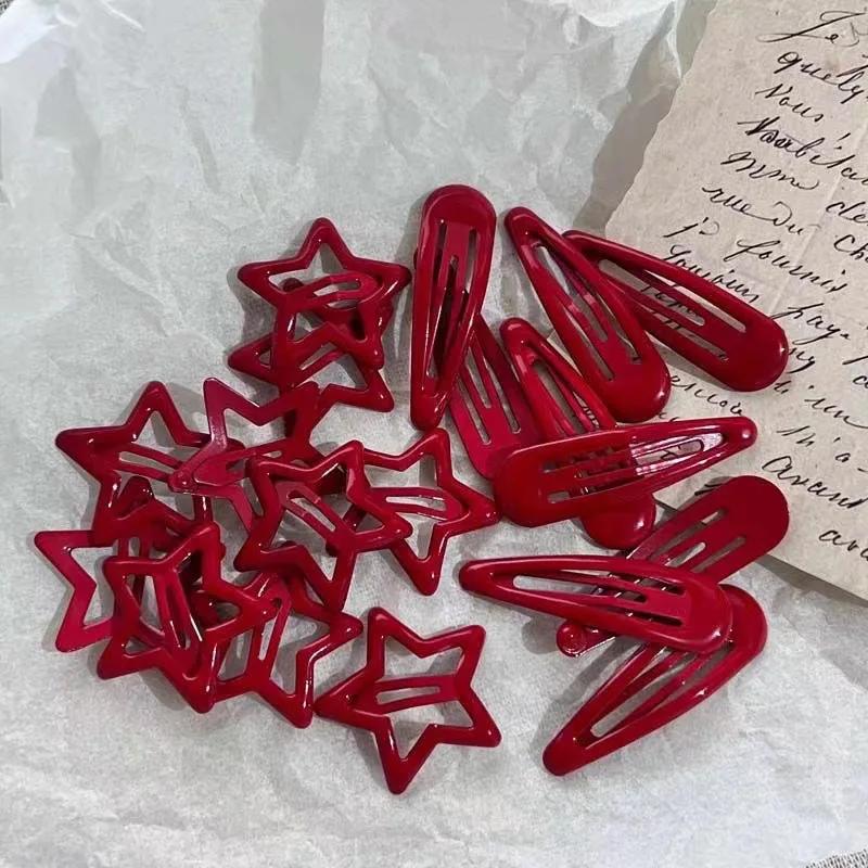 Заколка для волос Lucky Red Star Pentagram BB Clip Mini Cute Broken Hair Girl Hair Accessories Princess Bangs Clip Hairpin Edge Clip