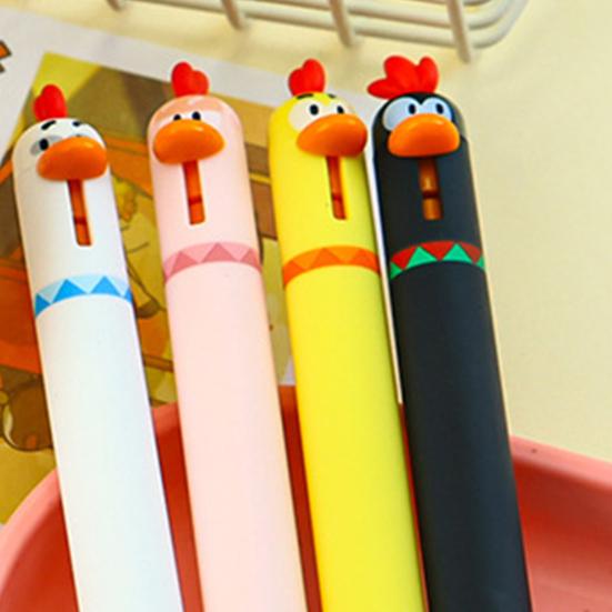 Милая Цыпленок Клик Гелевая Ручка 0,5 мм Быстросохнущие Чернила Веселая Выдвижная Гелевая Ручка для Школы Офиса Снятие Стресса Новинка Инструмент для Письма