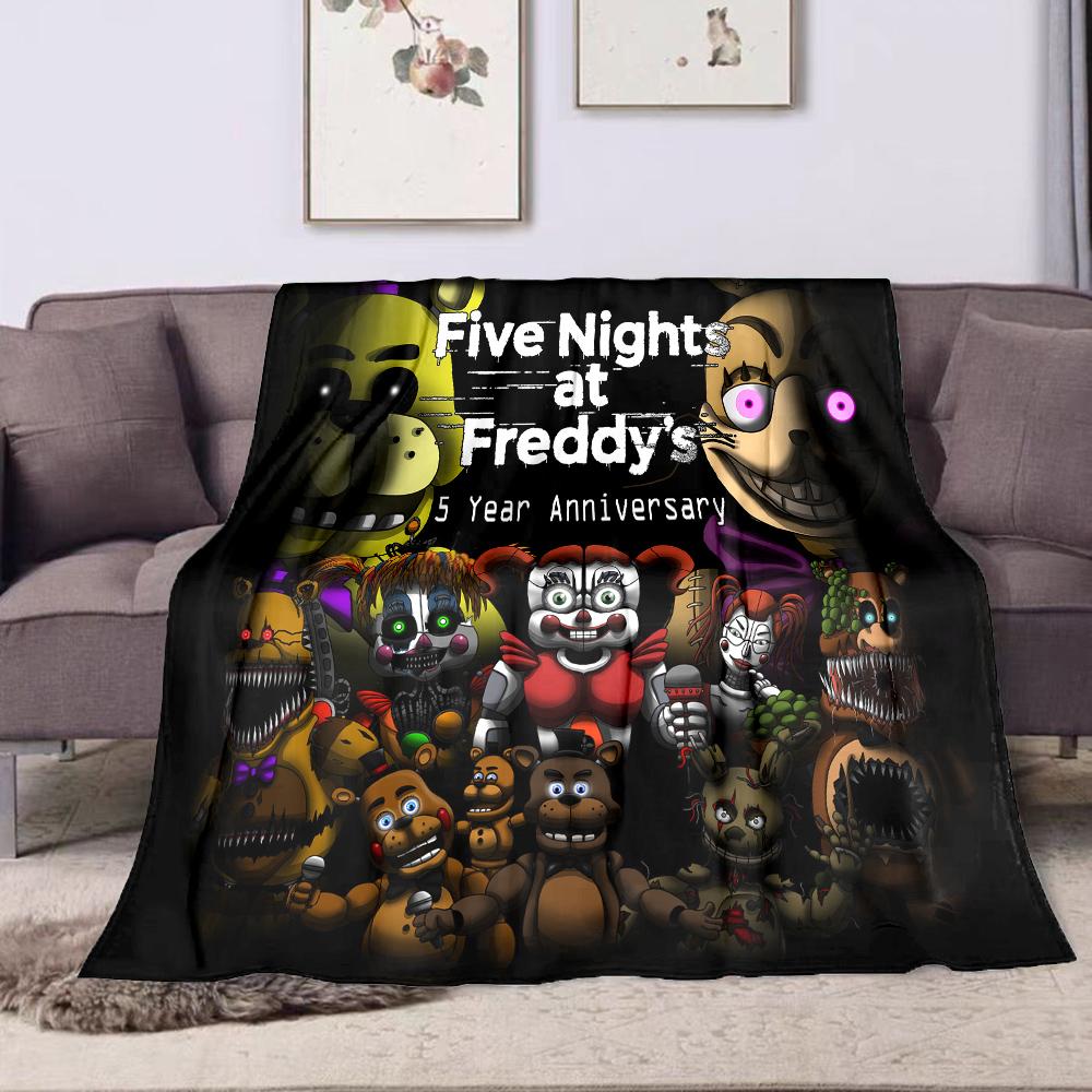 "Five Nights at Freddy's Characters Blanket" Patterned flannel blanket perfect for the bedroom living room, sofa, or a little nap