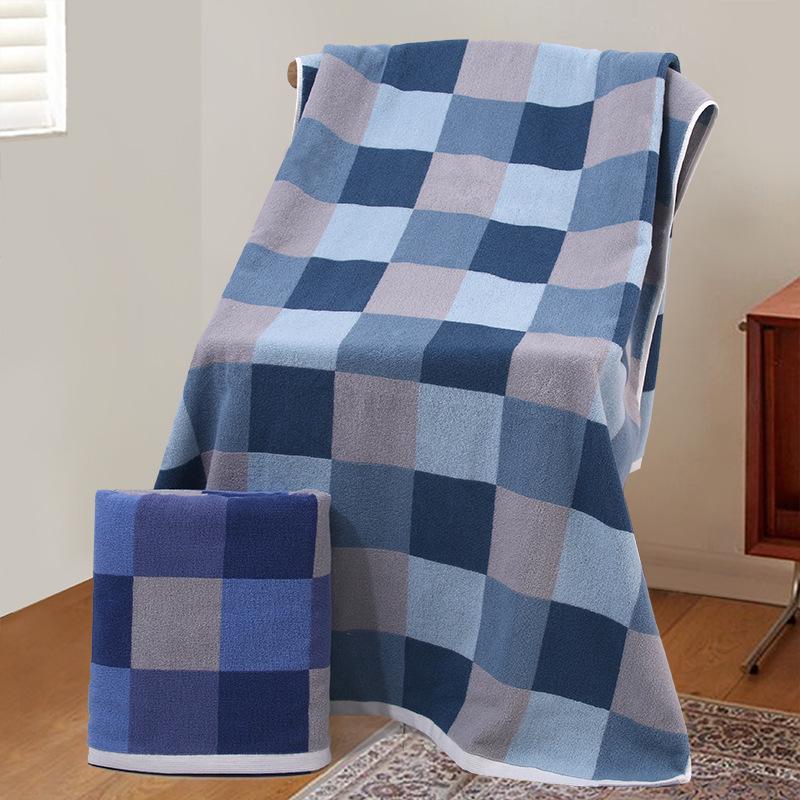 Luxury Yarn-Dyed Jacquard Cotton Bath Towel - Soft, Absorbent, Thick, and Large